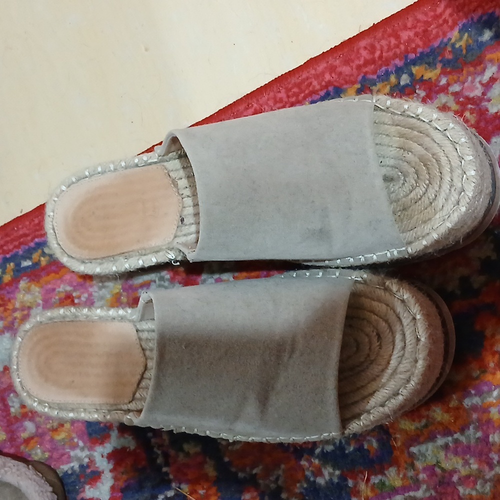 Women's Suede Slip-On Espadrille Sandals - Taupe